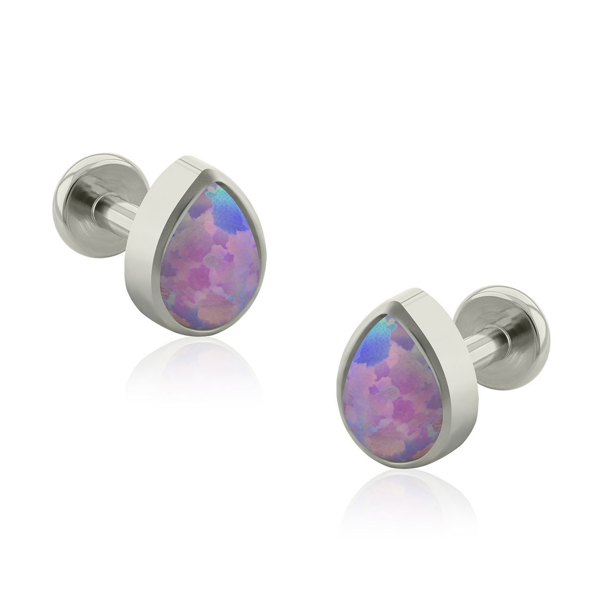 AGHA JEWELRY - Titanio Aretes Piercing Gota Opal para Lóbulo