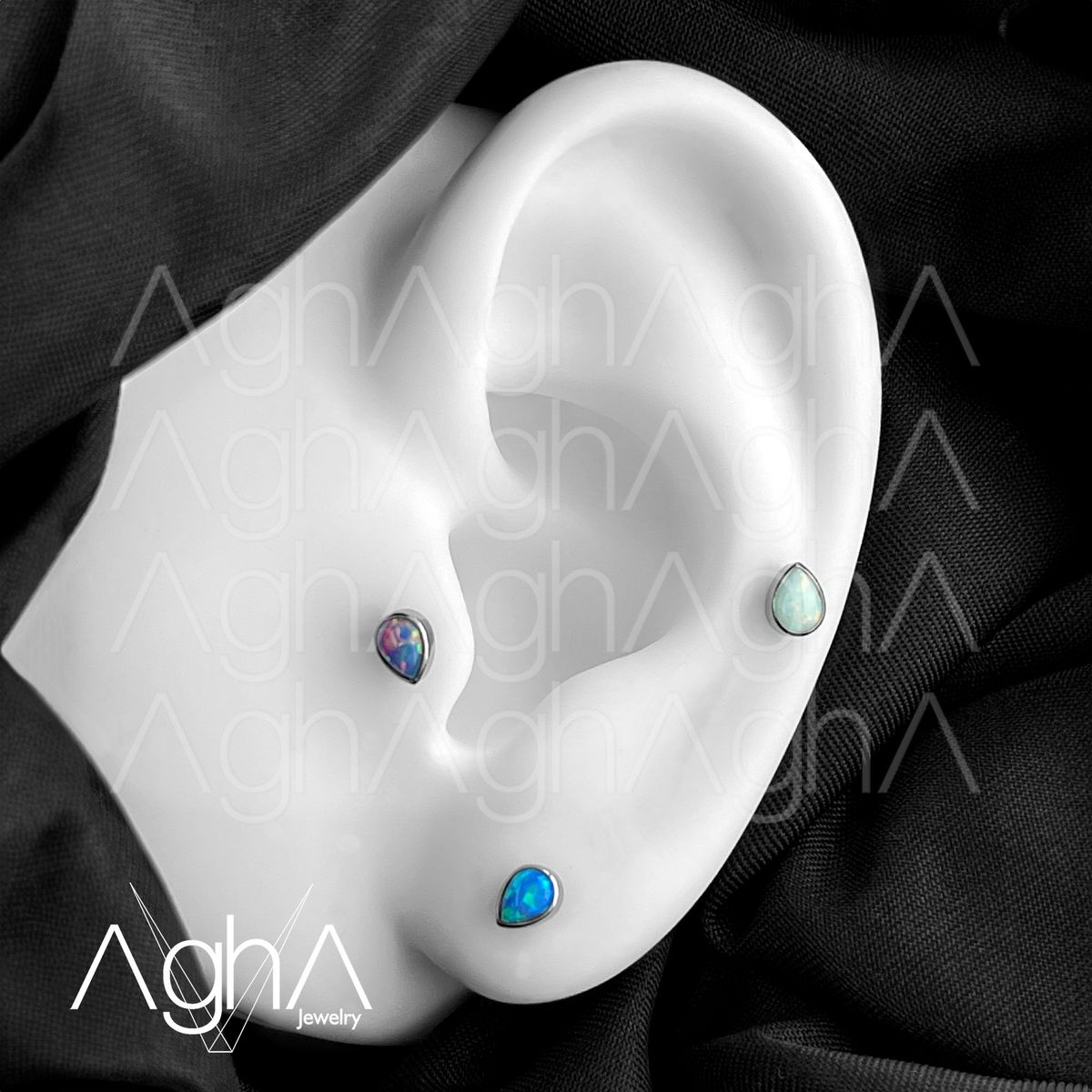 AGHA JEWELRY - Titanio Aretes Piercing Gota Opal para Lóbulo