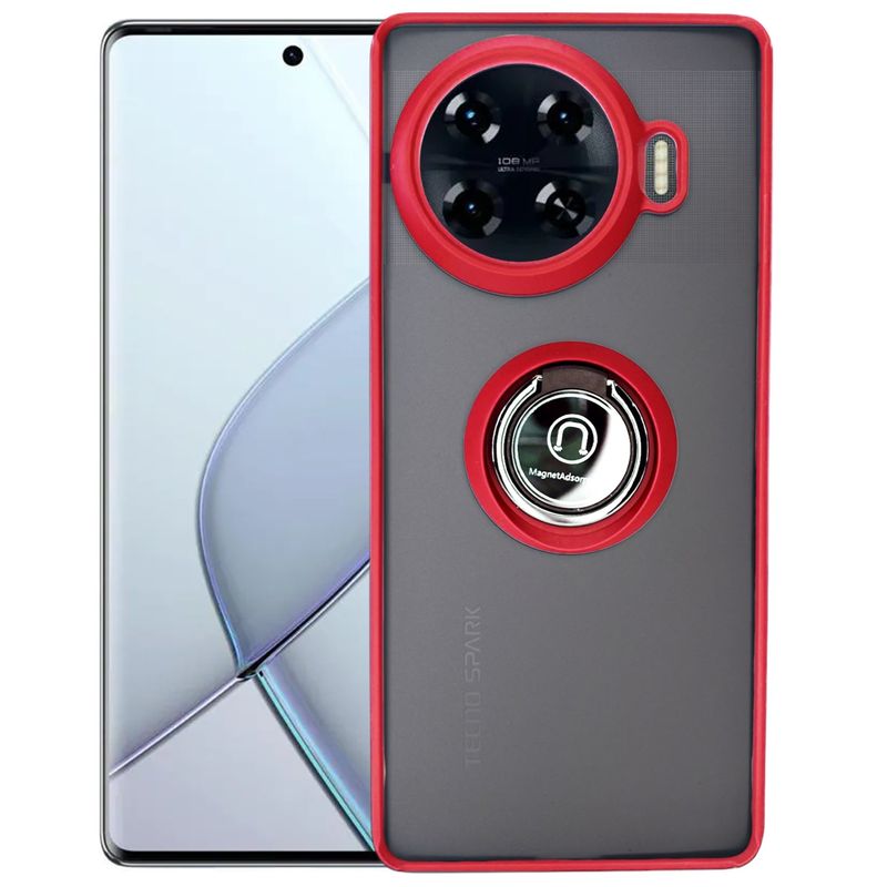 GENERICO - Funda Estuche AntiGolpes Mate Compatible Tecno Spark 20 Pro Plus Rojo