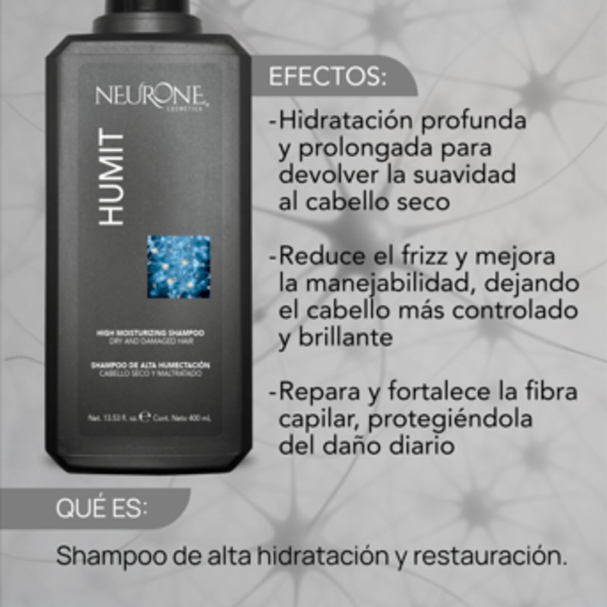 NEURONE COSMETICA - Neurone Shampoo Humit 400ml - Hidratación Profunda y Control de Frizz