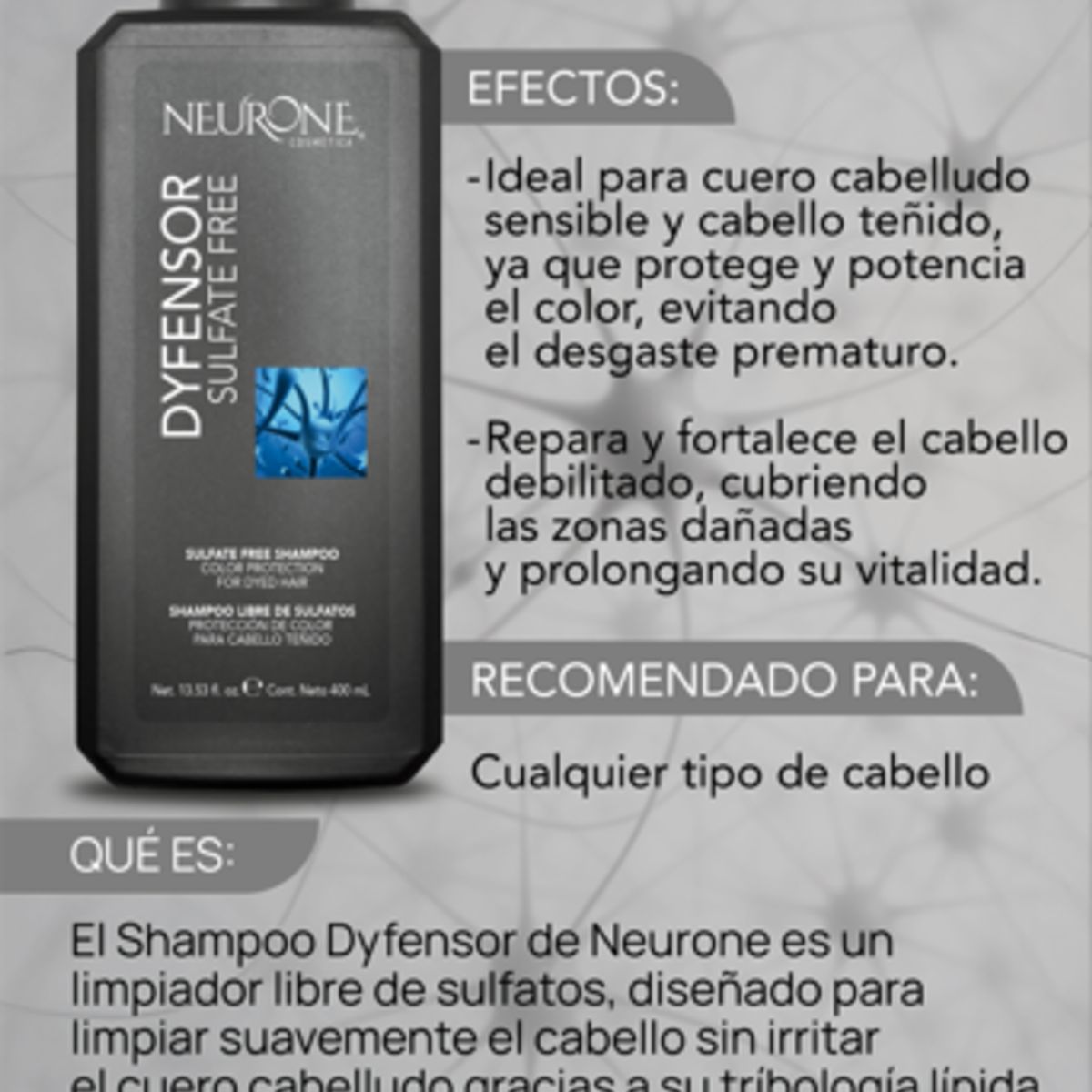 NEURONE COSMETICA - Neurone Shampoo Dyfensor Sin Sulfatos- Repara y Protege Cabello Dañado