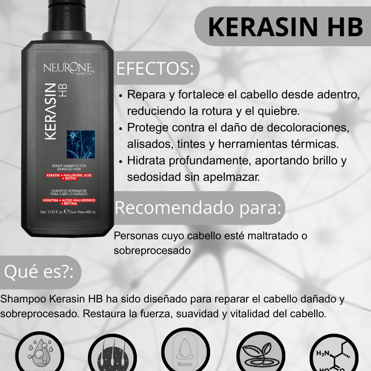 NEURONE COSMETICA - Neurone Shampoo Kerasin HB - Reparación Intensa