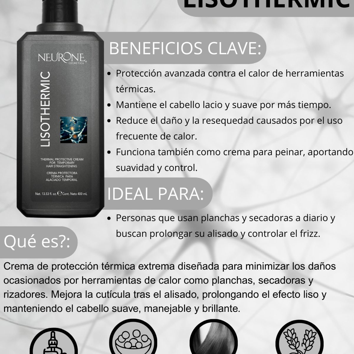 NEURONE COSMETICA - Neurone Lisothermic 400ml-Crema Protectora Térmica- Alisado prolongado