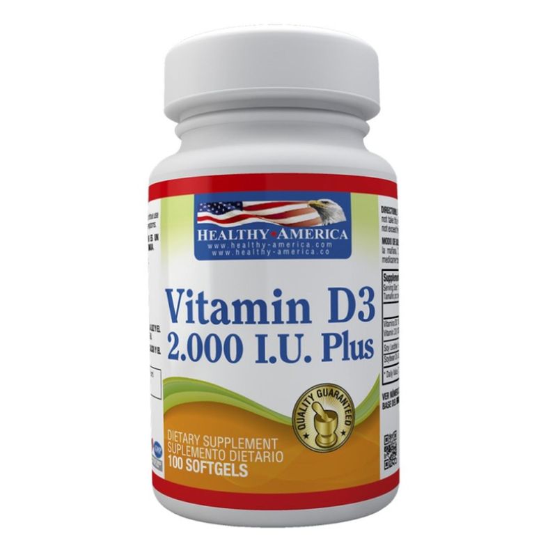 HEALTHY AMERICA - Vitamina D3 2000 IU x 100 Soft - Healthy America
