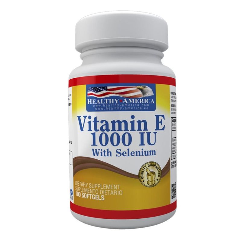 HEALTHY AMERICA - Vitamina E 1000 IU con Selenio x 100 Soft - Healthy America