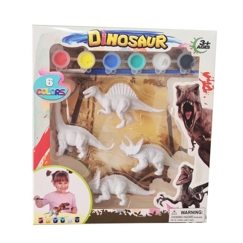GENERICO - Juguete Dinosaurios Jurassic Pack X 4 Para Pintar Didáctico