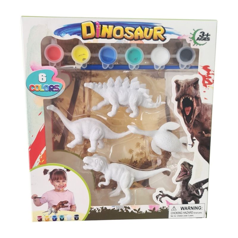 GENERICO - Juguete Dinosaurios Jurassic Pack X 4 Para Pintar Didáctico