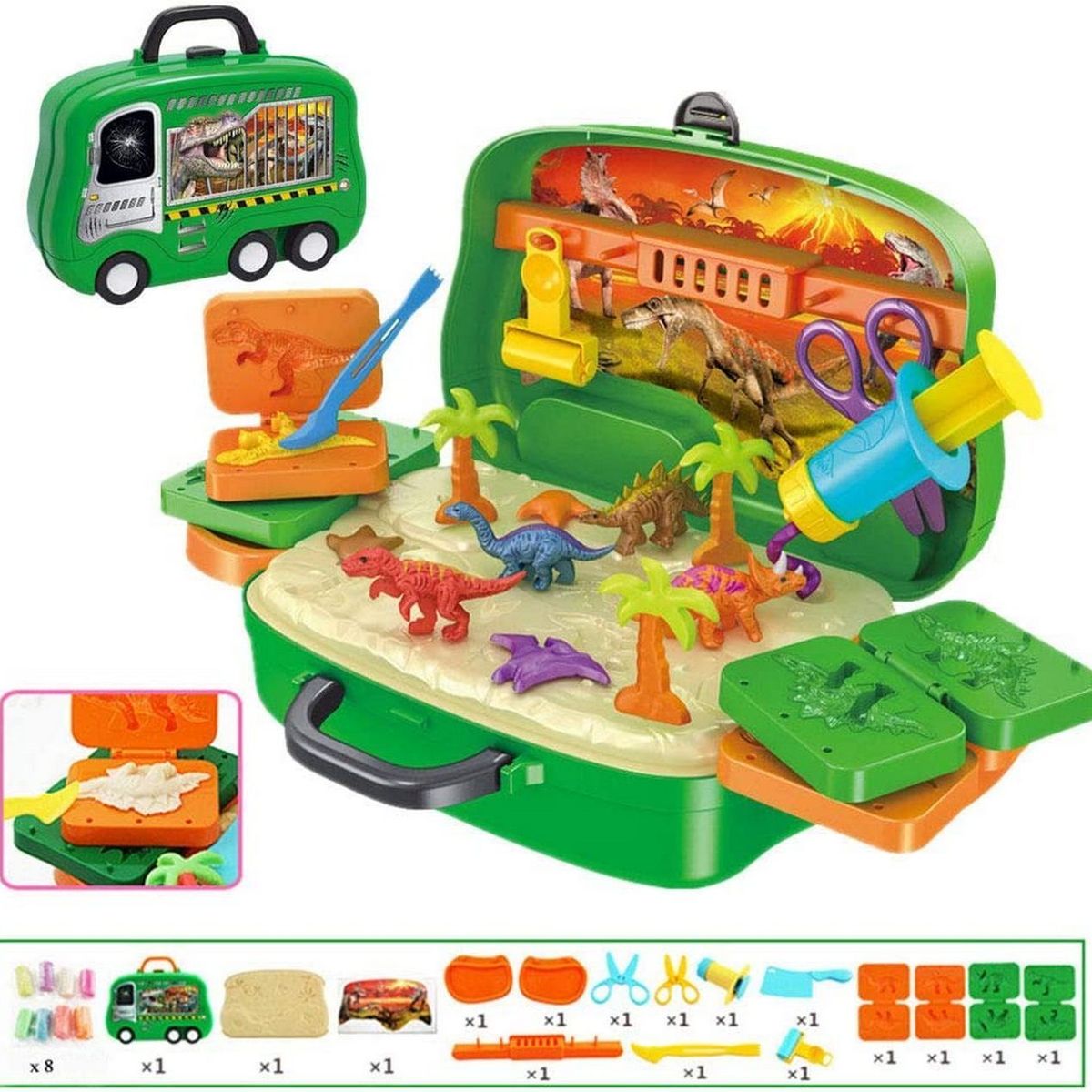 GENERICO - Dinosaurios Maleta Juguete Didáctico Plastilina + Moldes