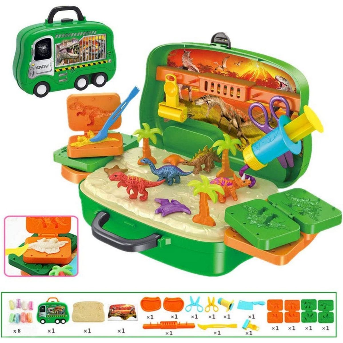 GENERICO - Dinosaurios Maleta Juguete Didáctico Plastilina + Moldes