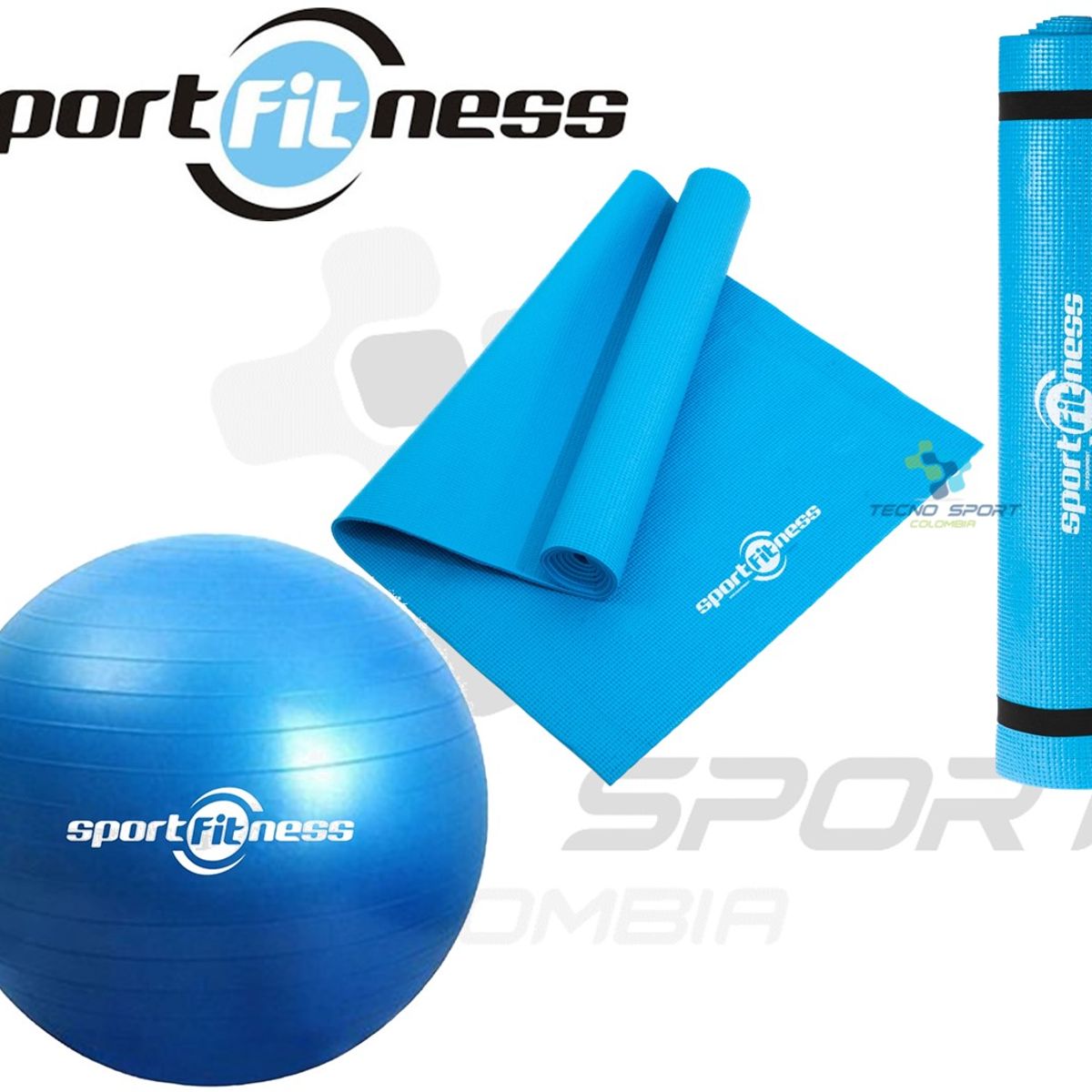 SPORTFITNESS - Mat Yoga + Pelota 65cm Sportfitness Pilates Gimnasia Gym