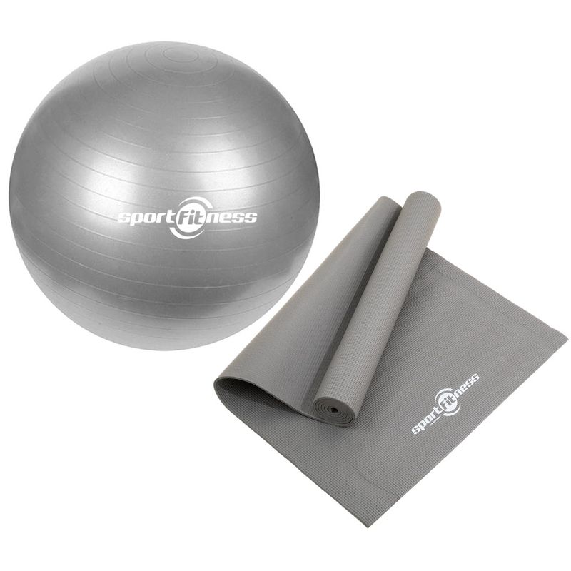 SPORTFITNESS - Mat Yoga + Pelota 65cm Sportfitness Pilates Gimnasia Gym