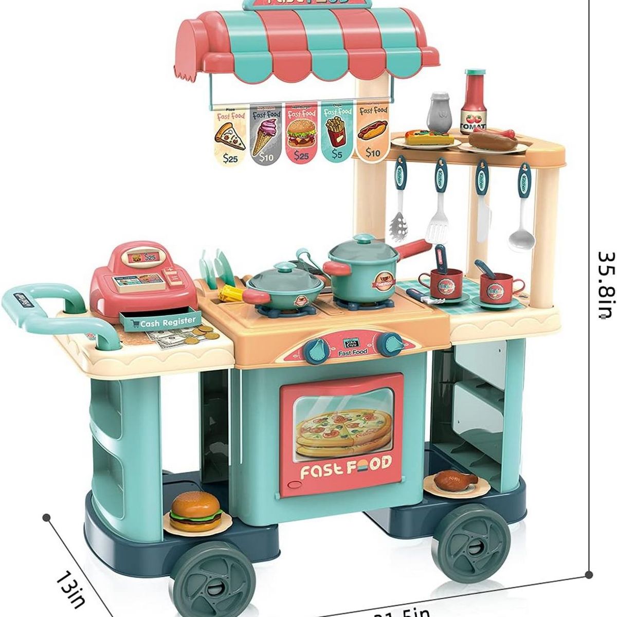 GENERICO - Cocina Carro De Comida Rapida Juguete Caja Regis Interactivo