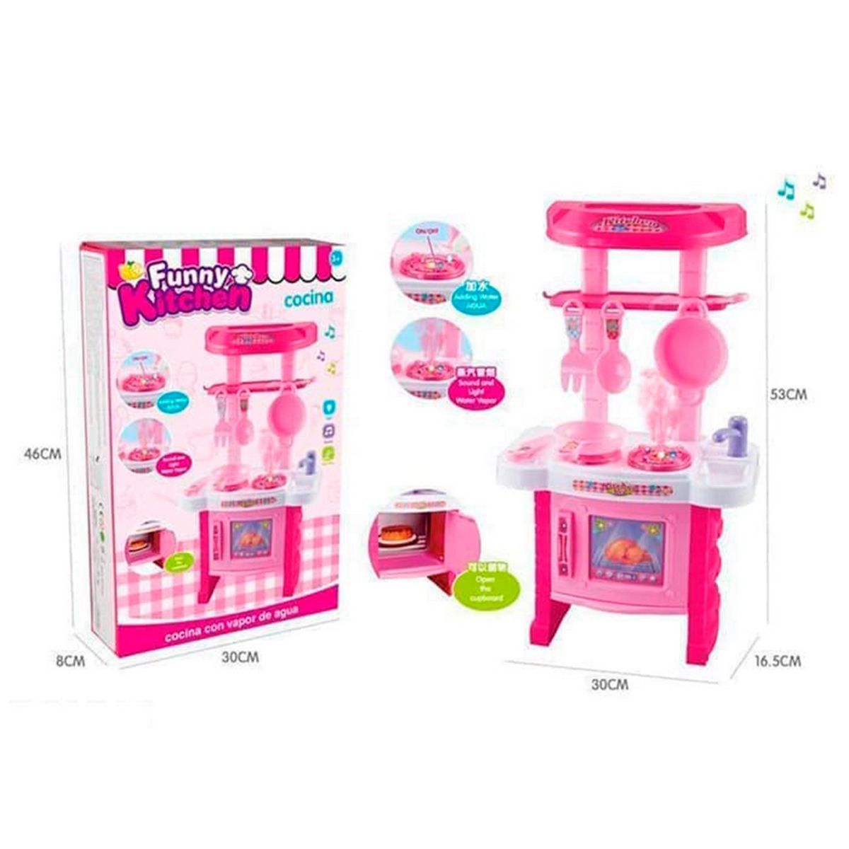GENERICO - Cocina Niñas Juguete Luz Y Sonido Con Vapor Agua + Baterias