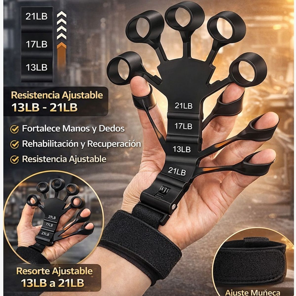 GENERICO - Ejercitador De Mano Grip Con Banda De Resistencia Para Antebrazo y Fortalecimiento Muscular