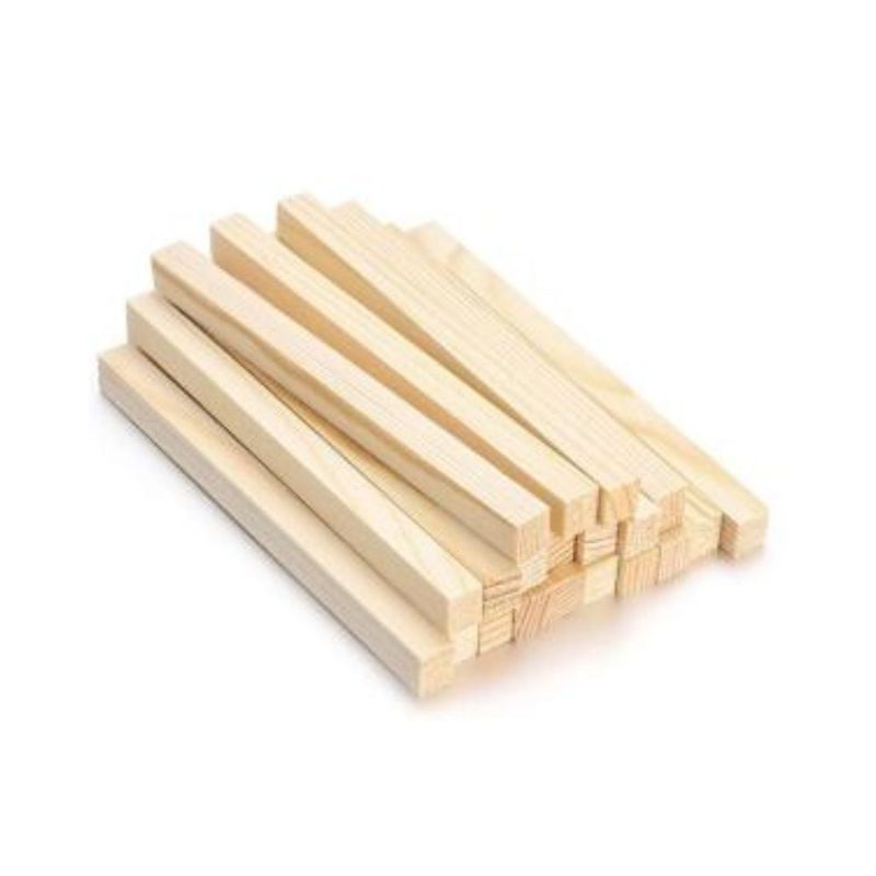 GARABATOS - Palo De Balso Madera Cuadrado De 2,5 Cm X 12 Uds