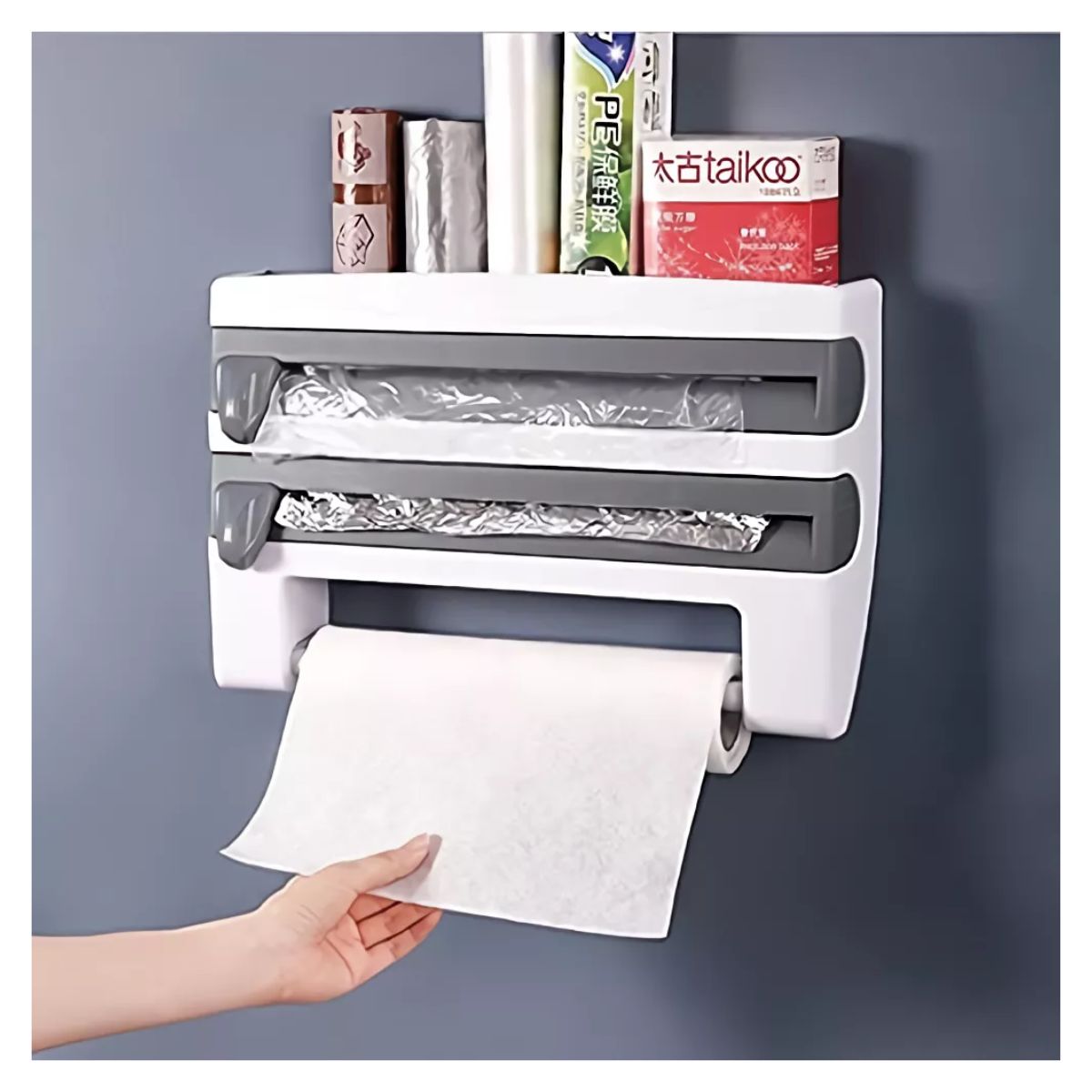 AFM - Dispensador Papel Cocina Cortador Soporte Organizador Pared
