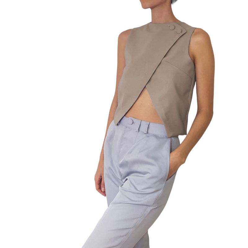 ASTRONAUT - Chaleco Cruzado Para Mujer Elegante Casual Cuello Redondo