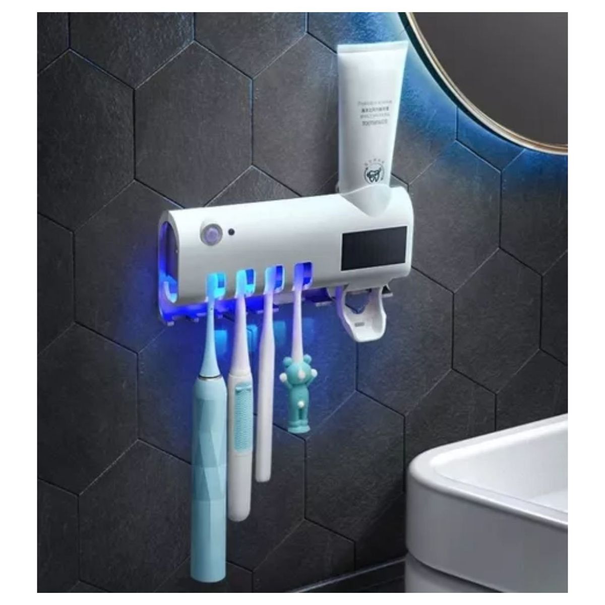 GENERICO - Dispensador Crema Dental+ Soporte Esterilizador De Cepillos