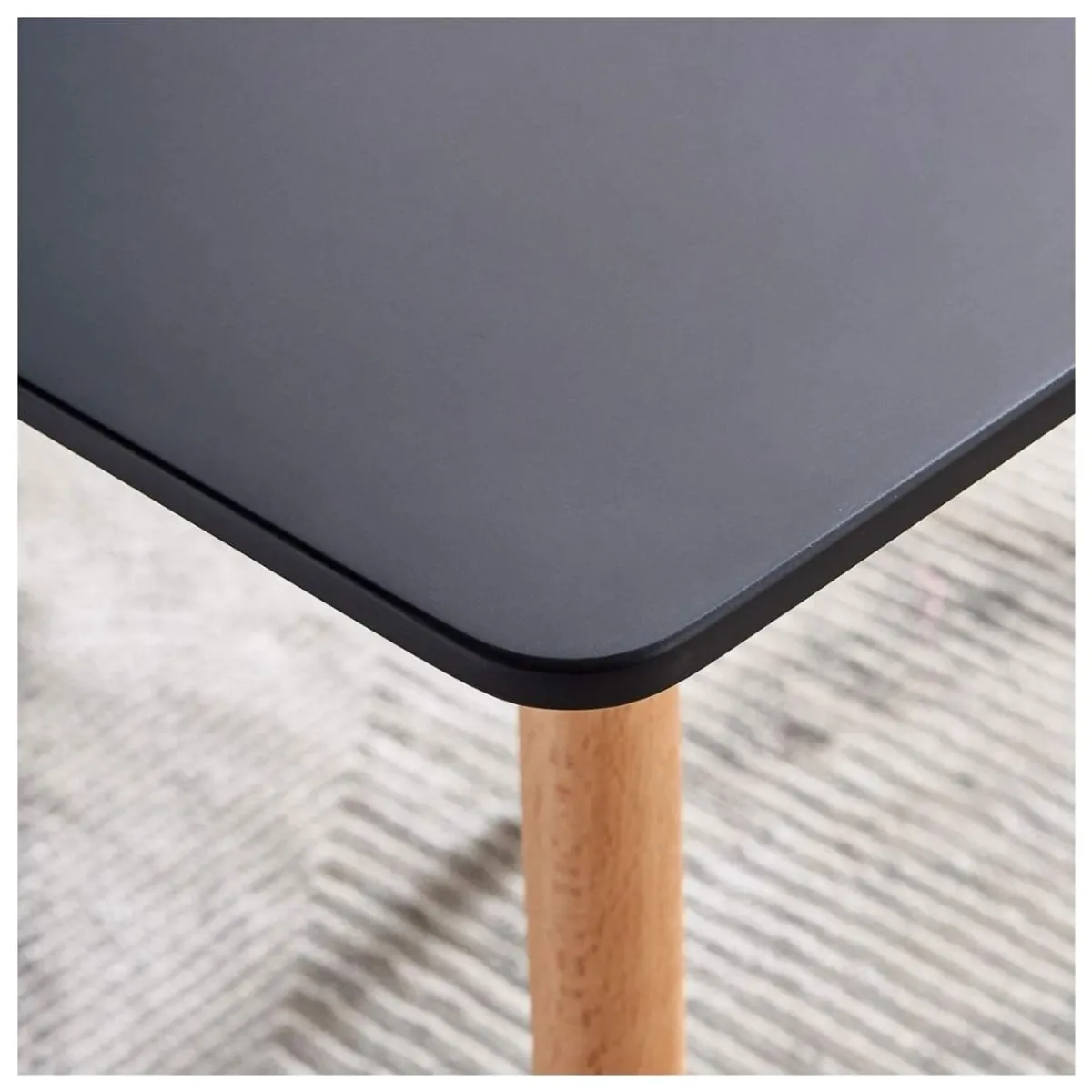 MOBLIHOUSE - Mesa De Comedor 6 Puestos Negra 120x80x73cm Moblihouse_.