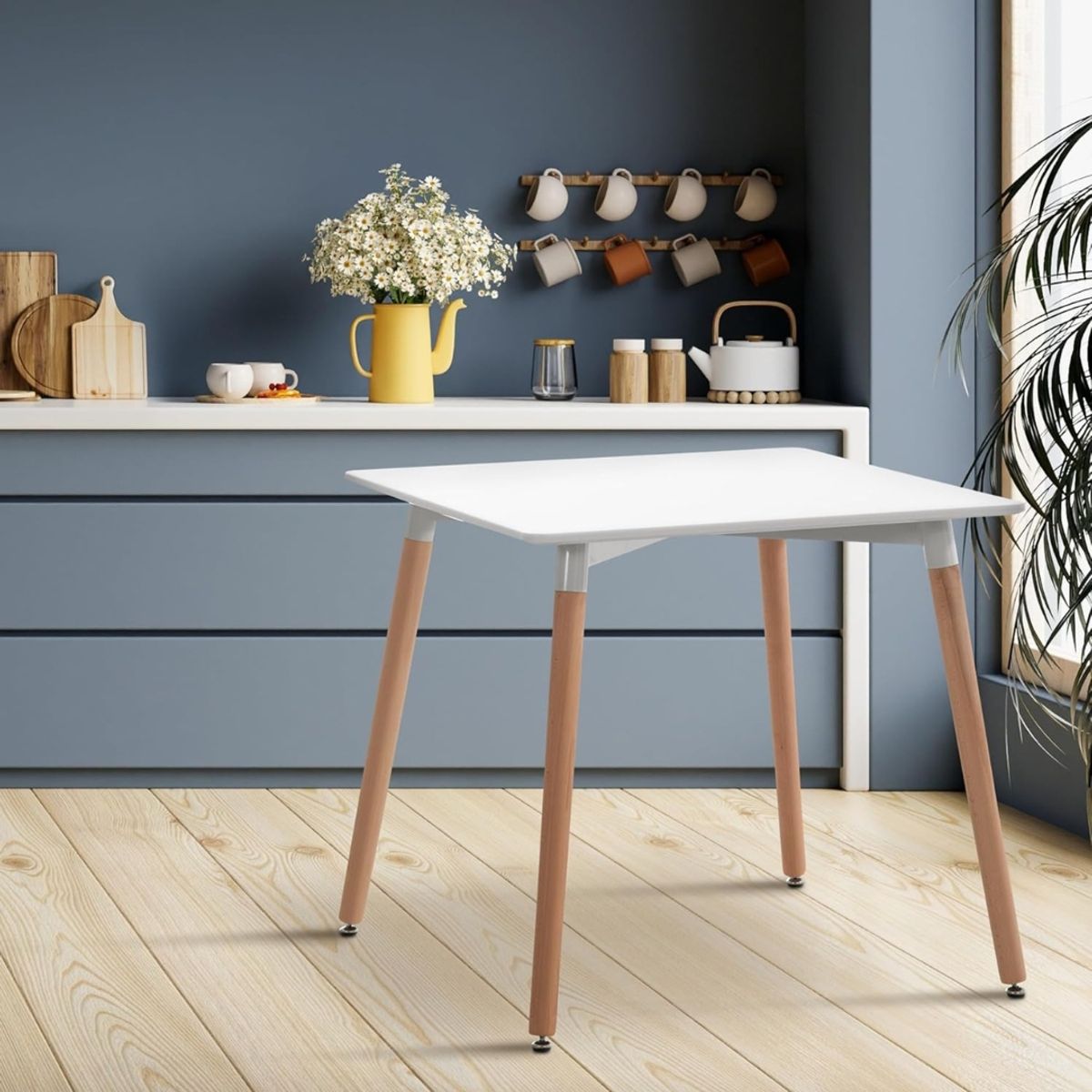 MOBLIHOUSE - Mesa Mdf Cuadrada Blanca 80cm Moblihouse