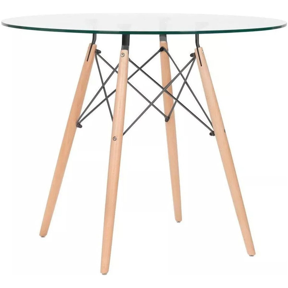 MOBLIHOUSE - Kit Mesa Eames Minimalista Vidrio Y 4 Sillas Eames Blancas