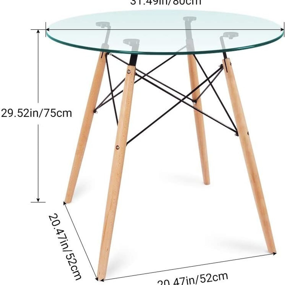 MOBLIHOUSE - Mesa Comedor Milano Tapa De Vidrio 80 X 80