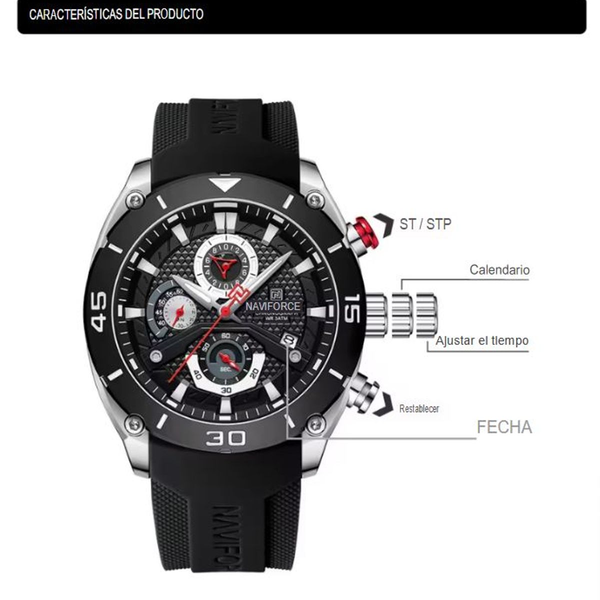 NAVIFORCE - Reloj Elegante Naviforce  8038 Para Hombre De Lujo_.