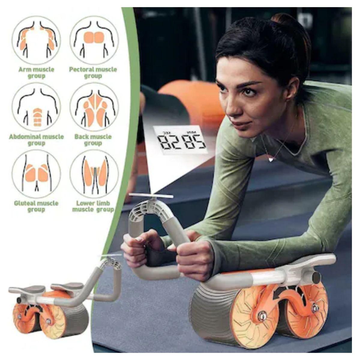 AFM - Rueda Abdominal Auto Rebote Deportes Apoyo Codo