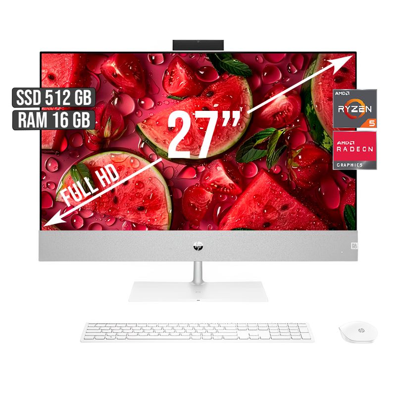 HP - TODO EN UNO HP AMD RYZEN 5-5500U SSD 512GB RAM 16GB LED 27 FULL HD
