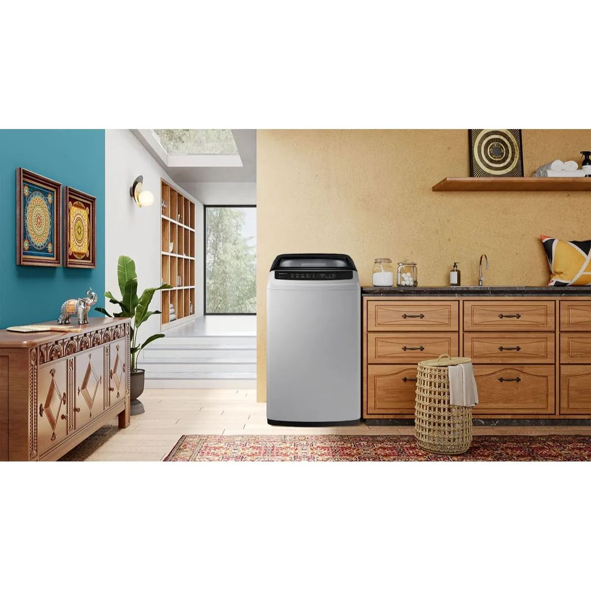 SAMSUNG - LAVADORA SAMSUNG 9KILOS CARGA SUPERIOR DUAL STORM GRIS  WA90CG4240BYCO