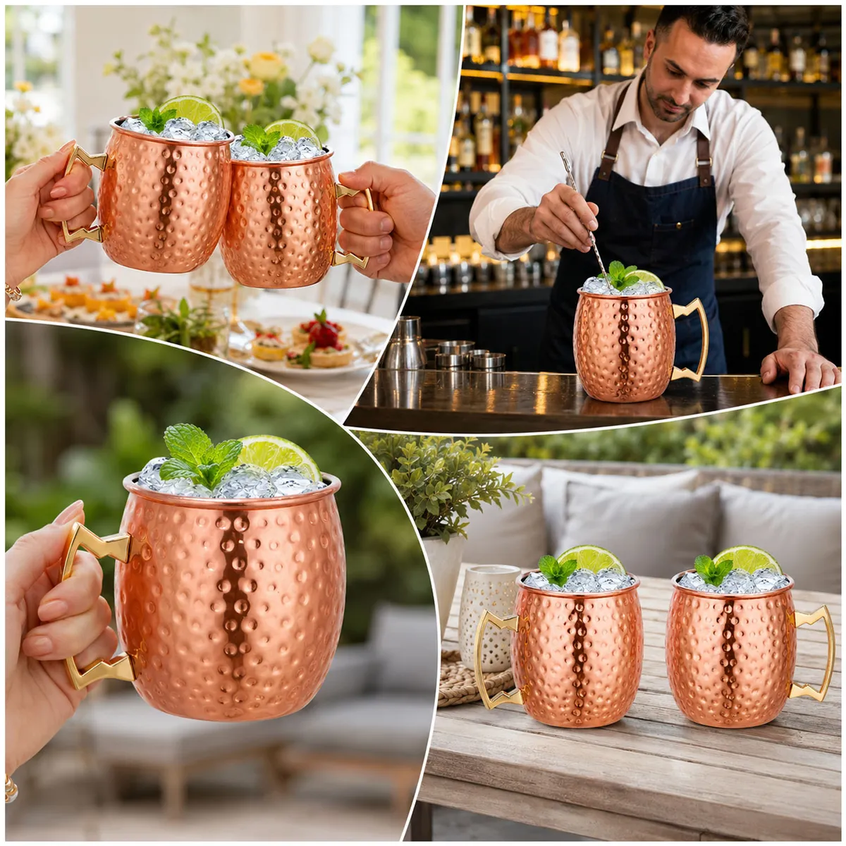 ONE PIXEL - Mug Vasos Cobre Set De 2 Tazas Moscow Mule Coctel One Pixel
