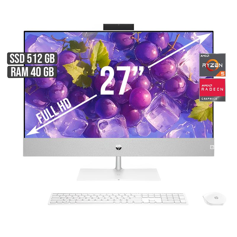 HP - TODO EN UNO HP AMD RYZEN 5-5500U SSD 512GB RAM 40GB LED 27 FULL HD