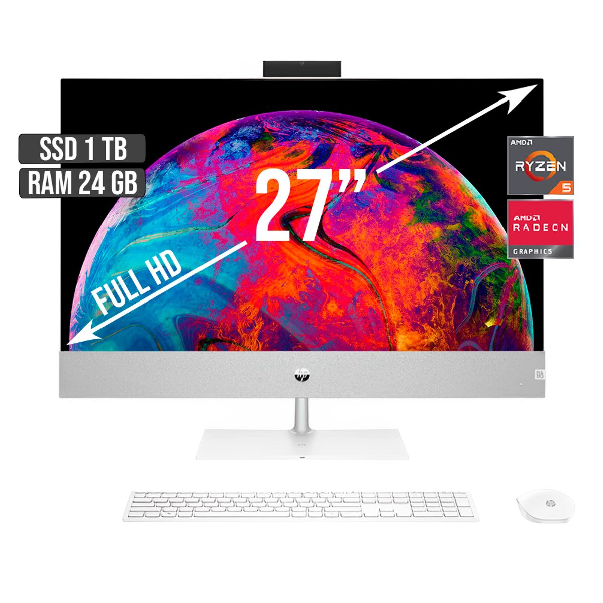 HP - TODO EN UNO HP AMD RYZEN 5-5500U SSD 1TB RAM 24GB LED 27 FULL HD