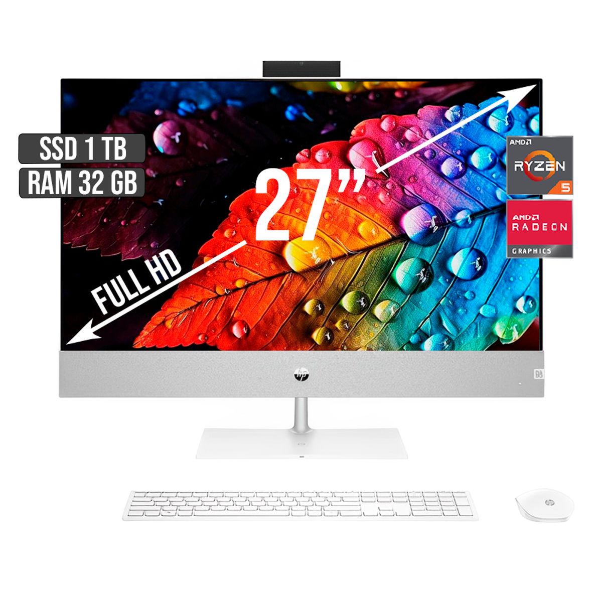 HP - TODO EN UNO HP AMD RYZEN 5-5500U SSD 1TB RAM 32GB LED 27 FULL HD