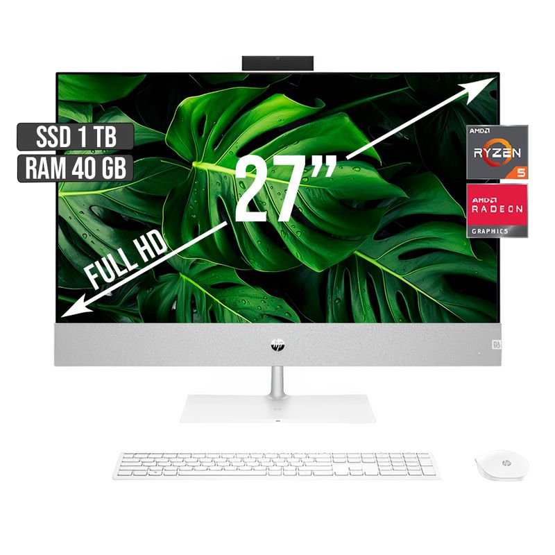 HP - TODO EN UNO HP AMD RYZEN 5-5500U SSD 1TB RAM 40GB LED 27 FULL HD