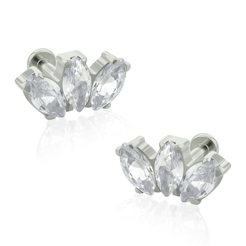 AGHA JEWELRY - Titanio Aretes Piercing Marquise Cristal Zirconia Cúbica para Lóbulo