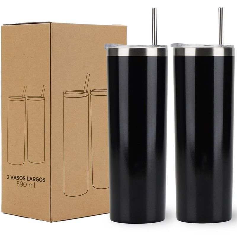 ONE PIXEL - Vasos Termicos Set De 2 Acero Inoxidable Frío Y Calor - Negro.