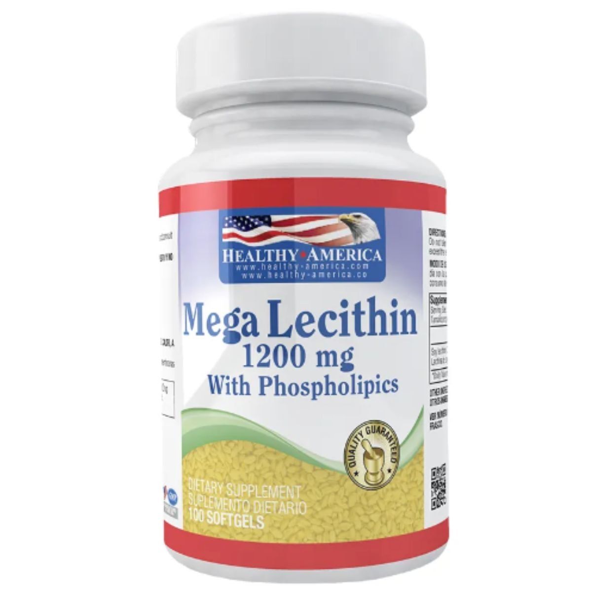 HEALTHY AMERICA - Mega Lecithin 1200mg 100 Cápsulas Healthy America