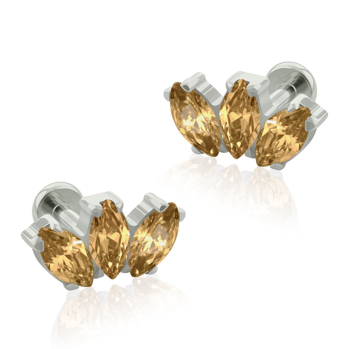 AGHA JEWELRY - Titanio Aretes Piercing Mini Marquise Cristal Zirconia Cúbica para Lóbulo