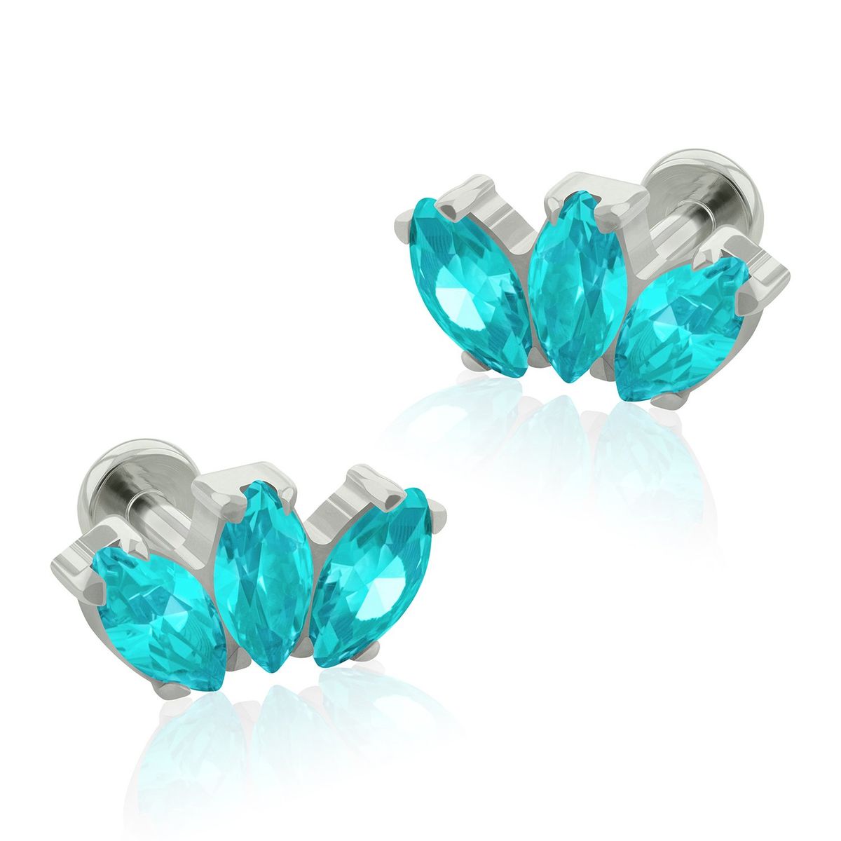 AGHA JEWELRY - Titanio Aretes Piercing Mini Marquise Cristal Zirconia Cúbica para Lóbulo