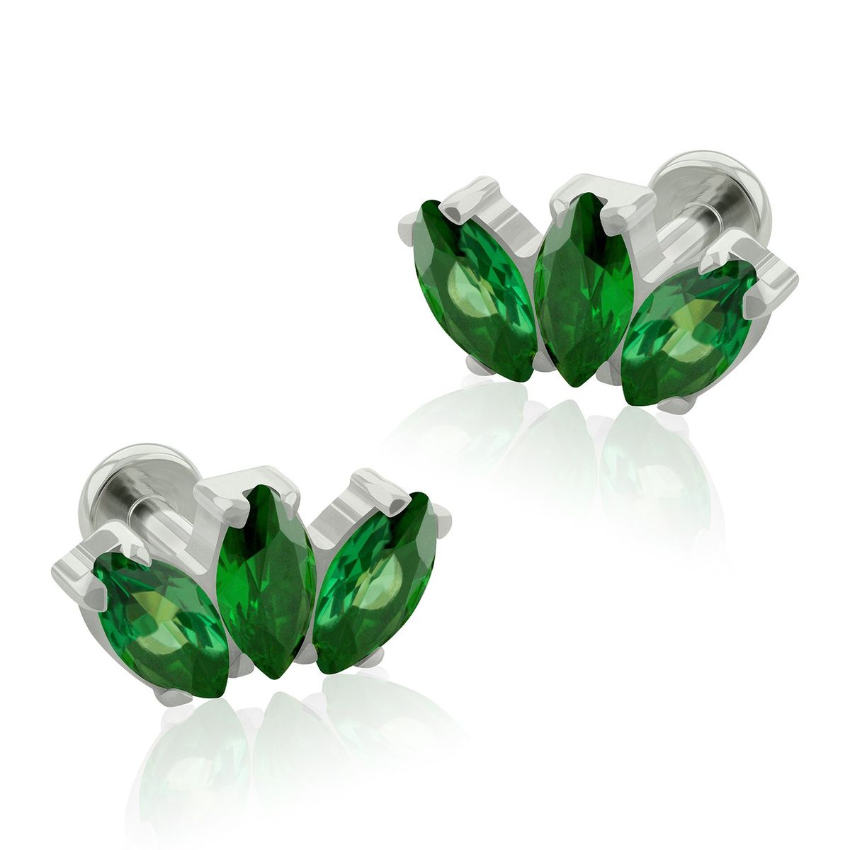 AGHA JEWELRY - Titanio Aretes Piercing Mini Marquise Cristal Zirconia Cúbica para Lóbulo