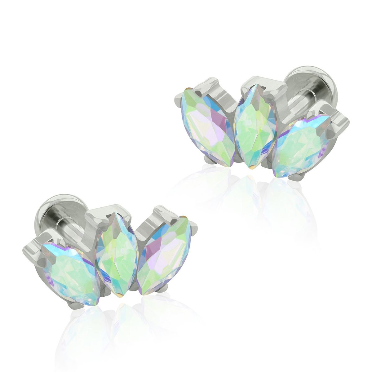 AGHA JEWELRY - Titanio Aretes Piercing Mini Marquise Cristal Zirconia Cúbica para Lóbulo