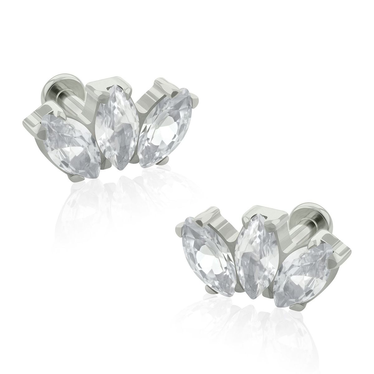 AGHA JEWELRY - Titanio Aretes Piercing Mini Marquise Cristal Zirconia Cúbica para Lóbulo