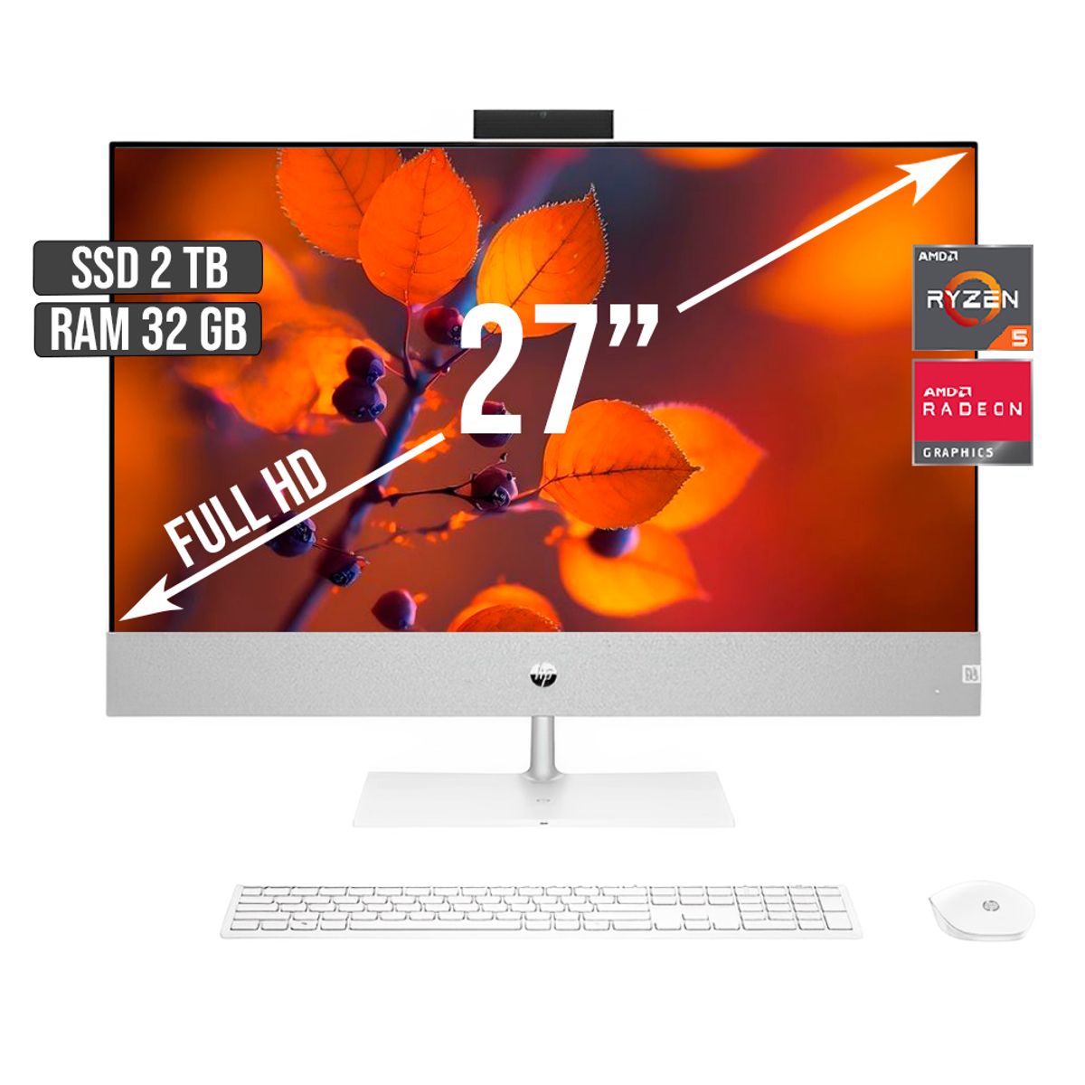 HP - TODO EN UNO HP AMD RYZEN 5-5500U SSD 2TB RAM 32GB LED 27 FULL HD