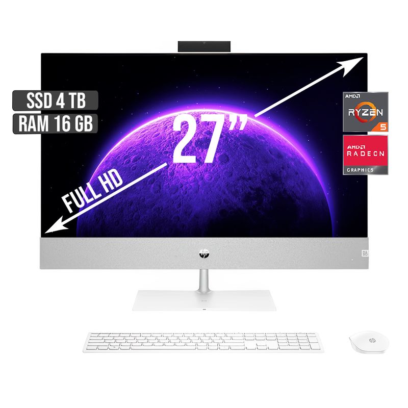 HP - TODO EN UNO HP AMD RYZEN 5-5500U SSD 4TB RAM 16GB LED 27 FULL HD