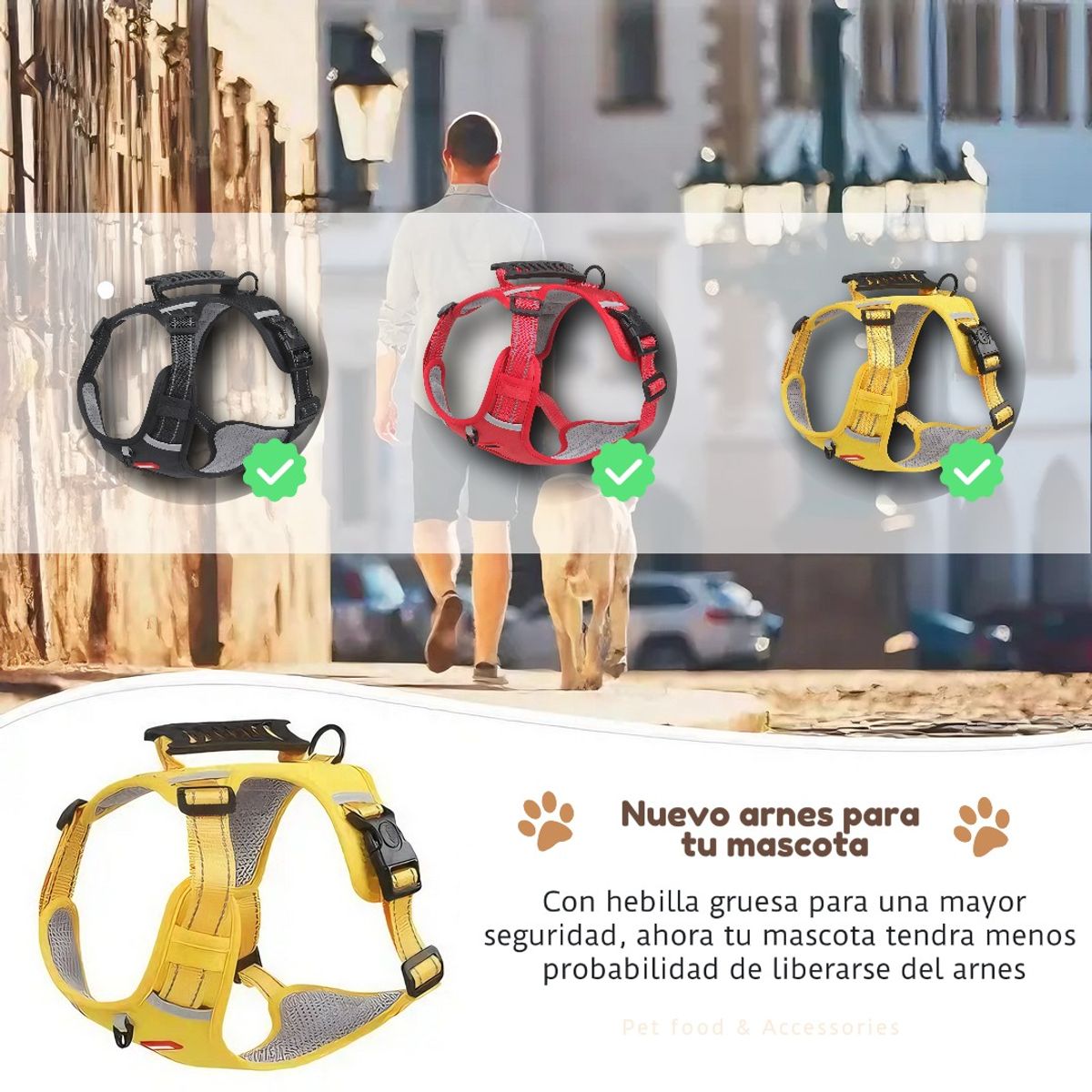 GENERICO - Arnés Para Perros Color Amarillo Talla S