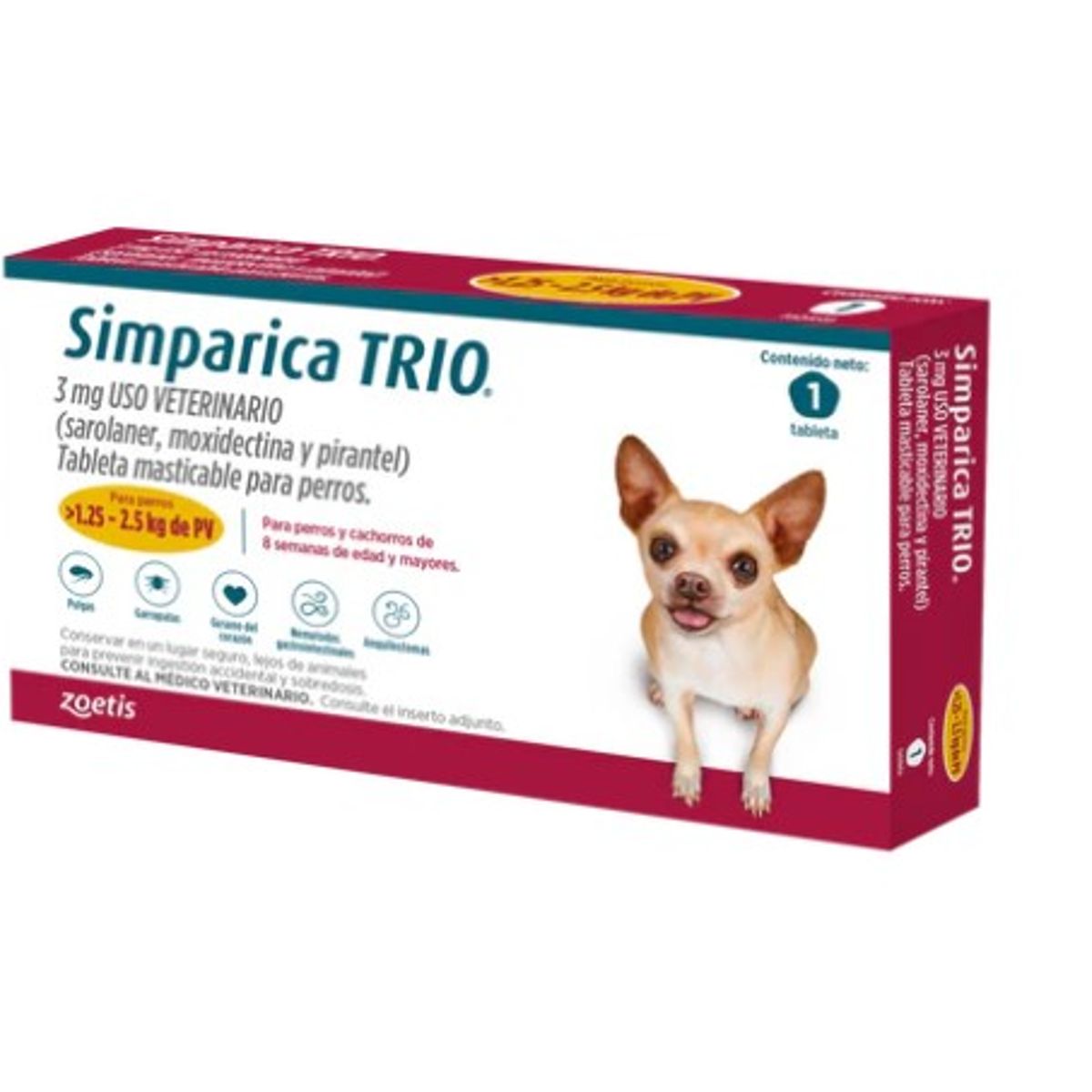 WUUFU - Simparica Trío 1.25 - 2.5 Kg 1 Tablet