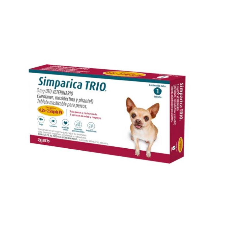 WUUFU - Simparica Trío 1.25 - 2.5 Kg 1 Tablet