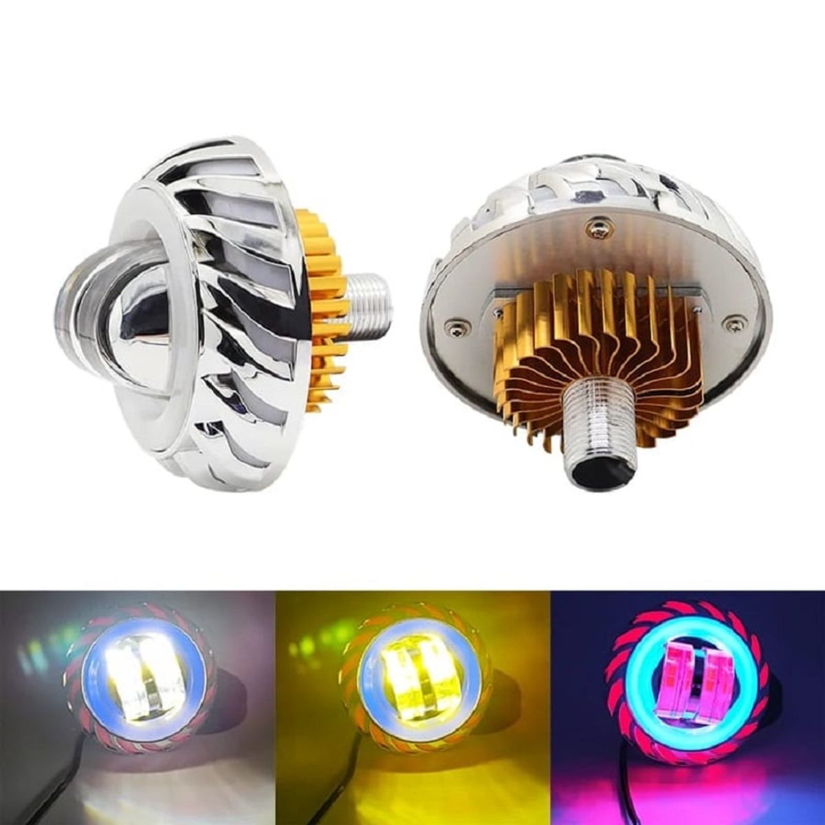 LEDMAX - Ojo De Diablo Aro Azul Rojo Centro Tricolor Antiniebla Moto