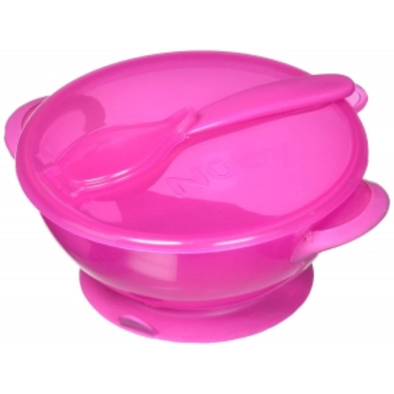 NUBY - Tazón De Succión Con Cuchara Y Tapa Rosa - Nuby - 5419-ROSA